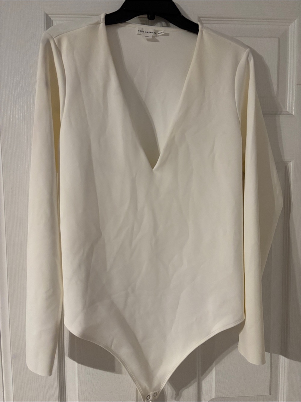 GOOD AMERICAN Sculpting Deep V Long Sleeve Bodysuit 🤍 | White | 3XL | NWT